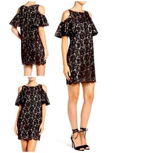 Chelsea 28 cold shoulder lace shift dress black sz 14